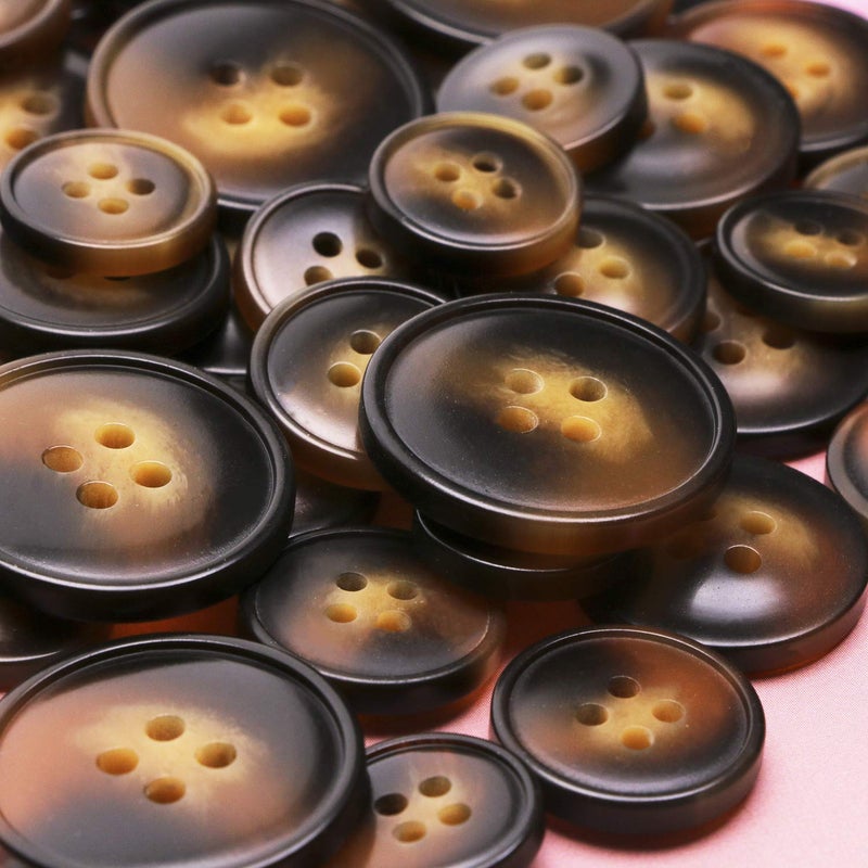 PENTA ANGEL Dark Blown Resin Sewing Buttons 50Pcs 4 Holes Assorted Size Flatback Plastic Buttons for Coat Suit Color Round Craft Buttons for DIY Manual Button Painting Handmade Ornament (H-50PCS) - Image 3